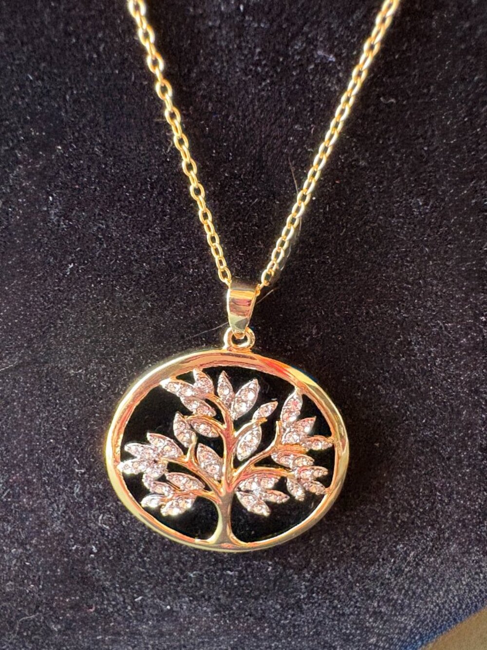 Tree of Life Pendant and Chain Gold Over 925 Silver--New
